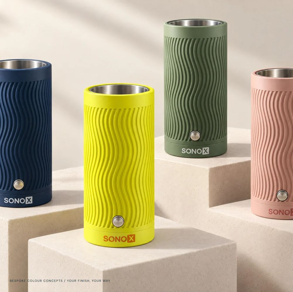 Bespoke SonoX units in navy, yellow, green and pink